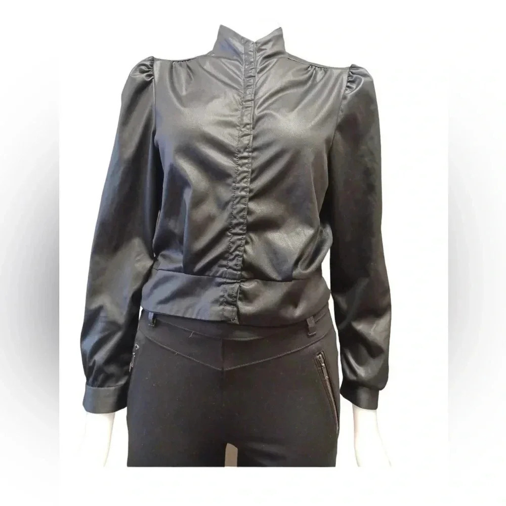 Surf And Turf Of California Vintage Long Sleeve Black Blouse Top Size Medium